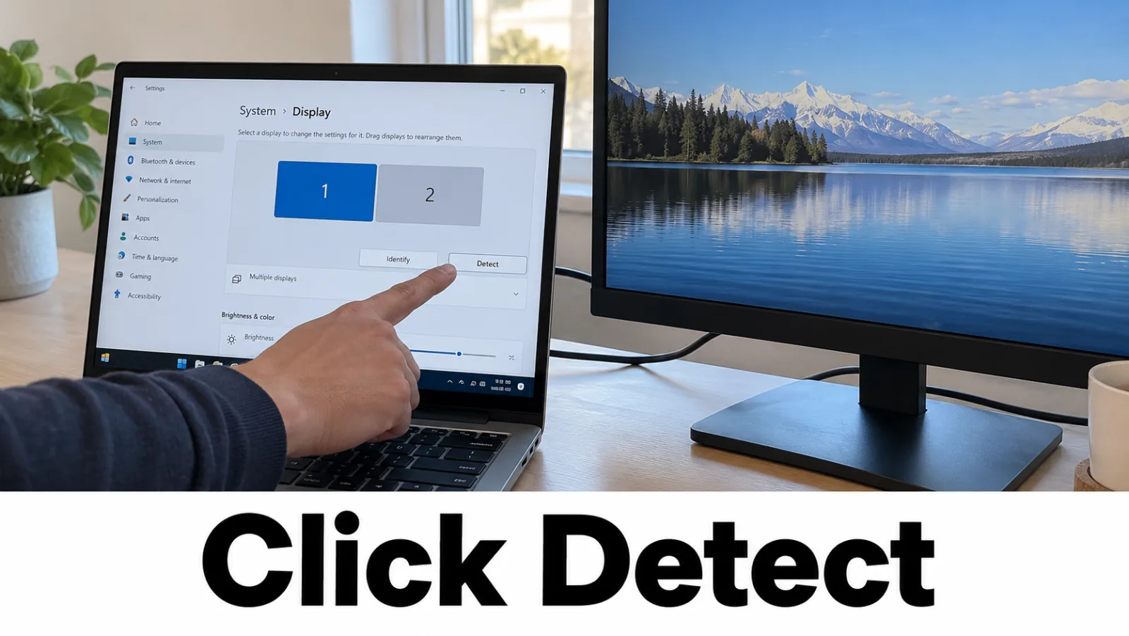 Windows Display settings Detect button for multiple monitors