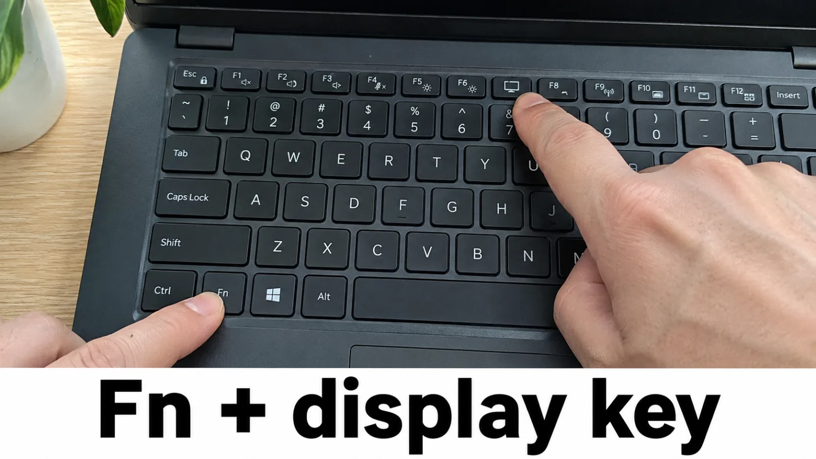 Dell laptop keyboard Fn and monitor icon key highlighted