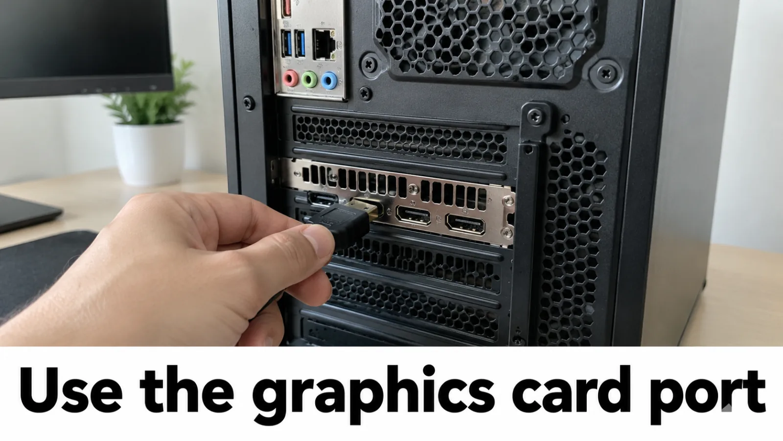 Rear I/O: discrete GPU ports marked correct, motherboard HDMI marked wrong when a discrete GPU is installed