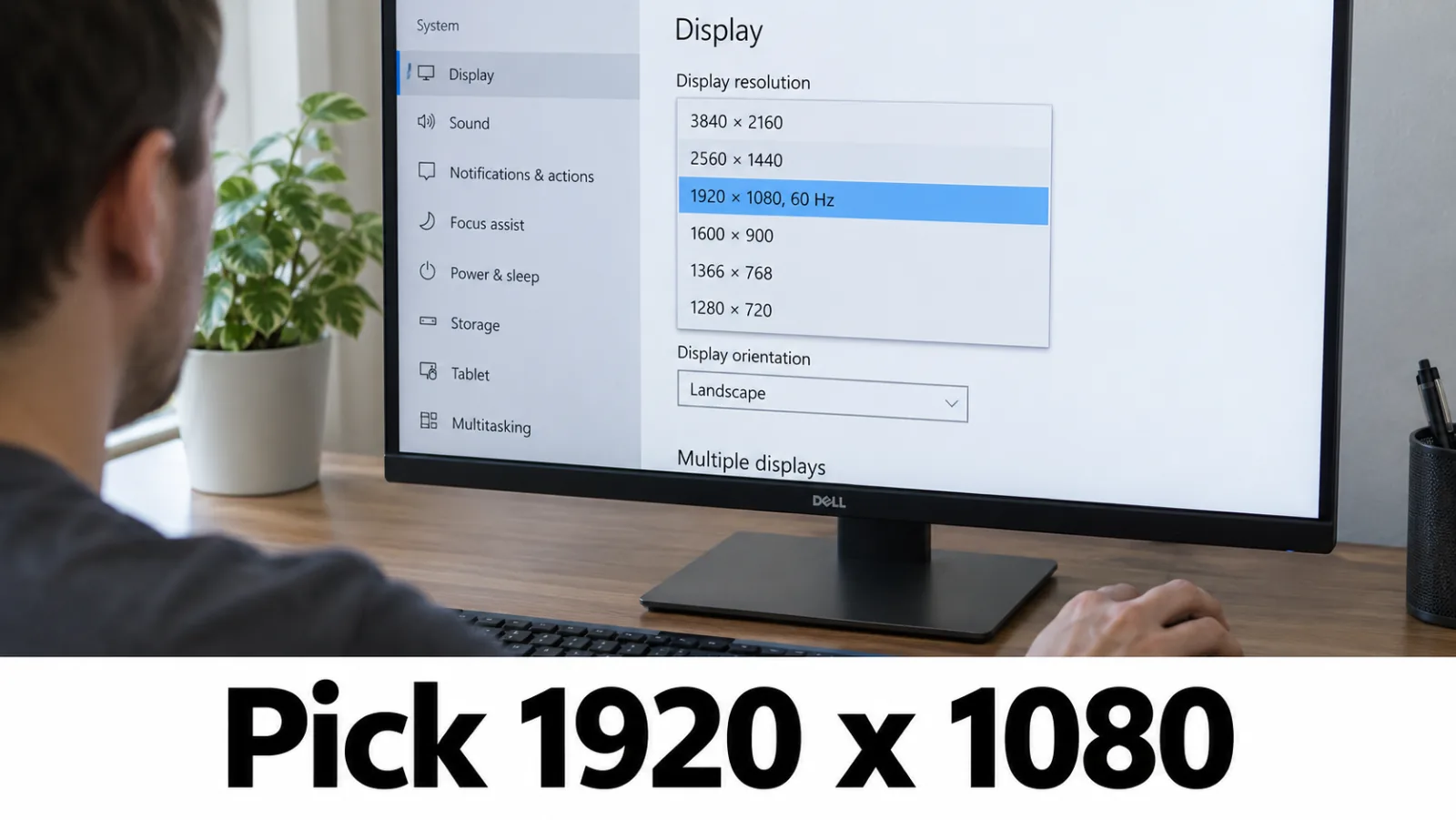 Display adapter List all modes dialog with a lower resolution selected